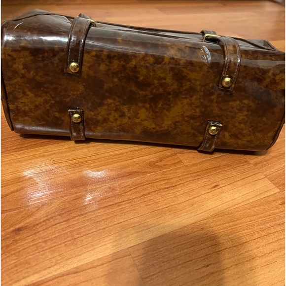 LEWIS Vintage 50’s Brown patent satchel with gold tone hardware - Picture 3 of 8